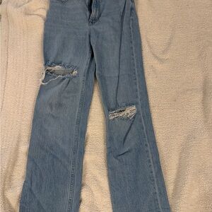 Abercrombie & Fitch Light Blue Distressed Straight Leg Jeans